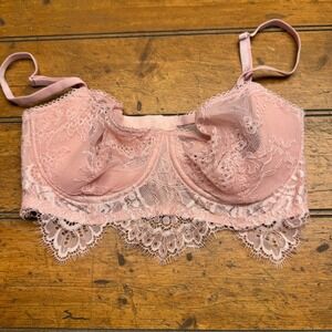 Victorias Secret Pink Lace Demi Bra Push Up Non Padded 32D